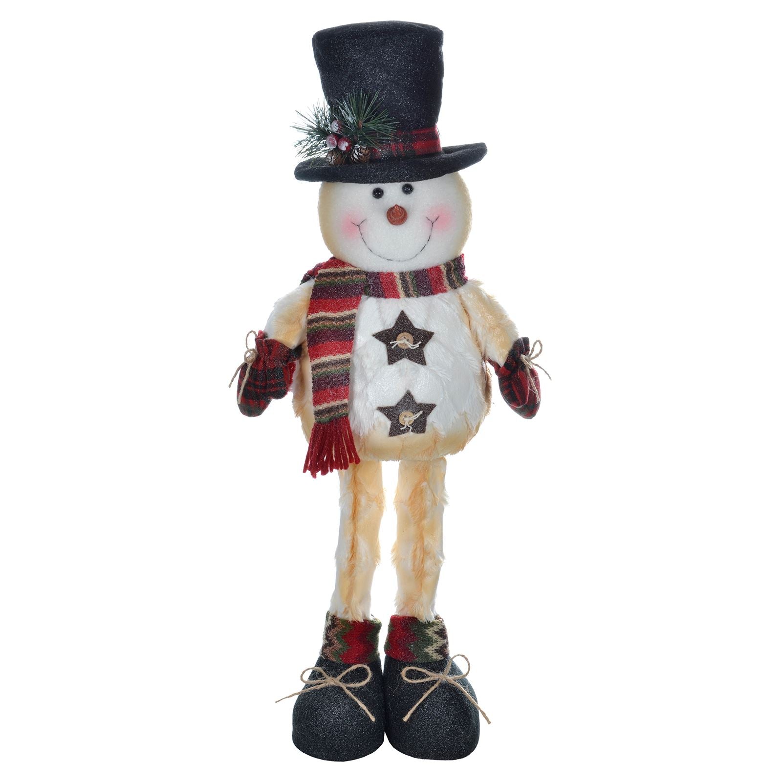 Mr Crimbo Plush Snowman Decoration Traditional Top Hat - MrCrimbo.co.uk -XS5144 - 58cm -christmas decorations
